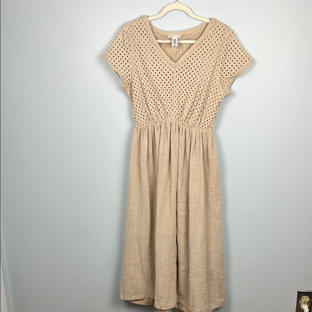 Vasna large 100% cotton eyelet summer midi dress